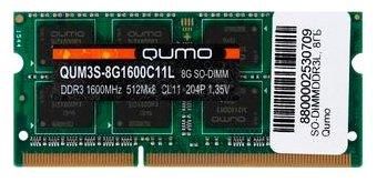 Оперативная память для ноутбука 8Gb (1x8Gb) PC3-12800 1600MHz DDR3L SO-DIMM CL11 QUMO QUM3S-8G1600C11L