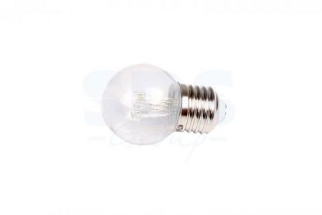 Лампа шар e27 6 LED O45мм - красная, прозрачная колба, эффект лампы накаливания