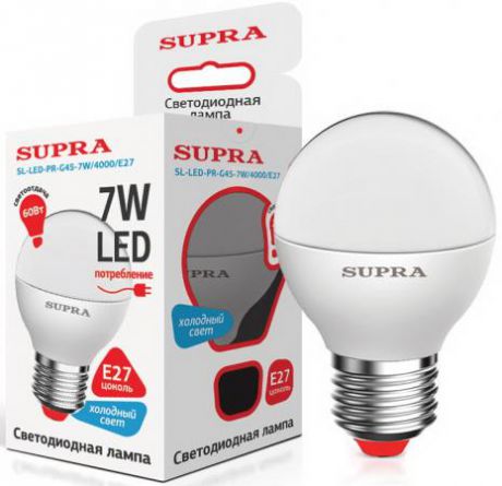 Лампа светодиодная Supra SL-LED-CR-G45-6W/4000/E27