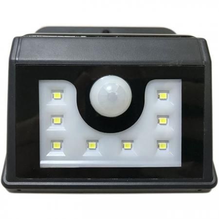 LED светильник настенный на солнечных батареях с датчиком движения и освещенности (фотореле), 8 LED 602-210