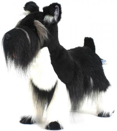 Мягкая игрушка собака Hansa Цвергшнауцер 45 см черный белый искусственный мех 5768