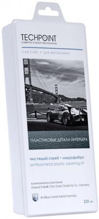 Набор д/ухода за пластиковыми поверхностями автомобиля "Techpoint", спрей 220мл. + микроф.(арт.7778)