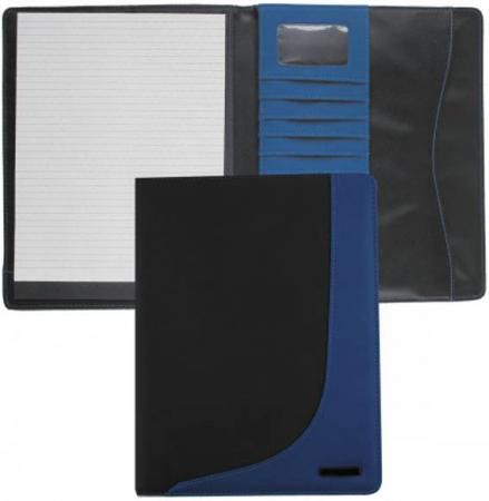 Папка с блокнотом,PVC,комбинированная,черно-синяя,разм.32 х 24 см