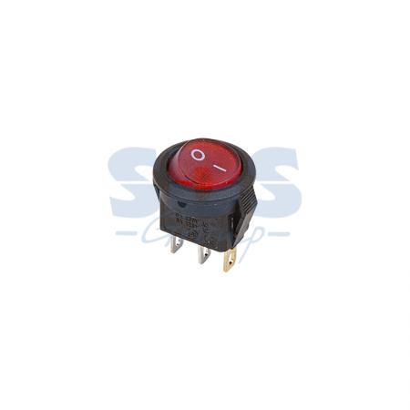 Выключатель клавишный круглый 250V 3А (3с) ON-OFF красный с подсветкой Micro REXANT