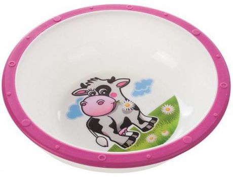 Миска пластиковая Canpol Little cow арт. 4/416, 4+ мес., цвет розовый, рисунок коровка