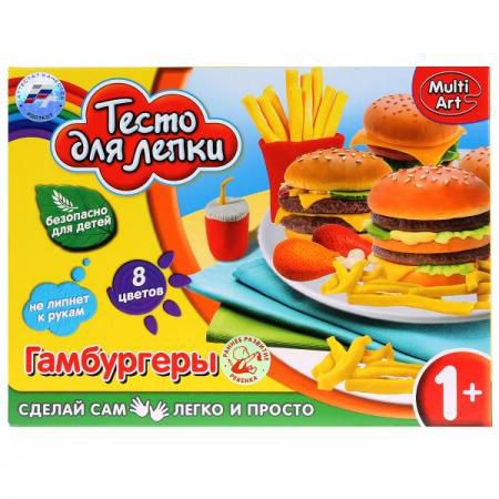 Набор тесто для лепки MultiArt Гамбургеры (5 цв.теста*30 гр., аксесс.) в русс. кор. в кор.2*24шт