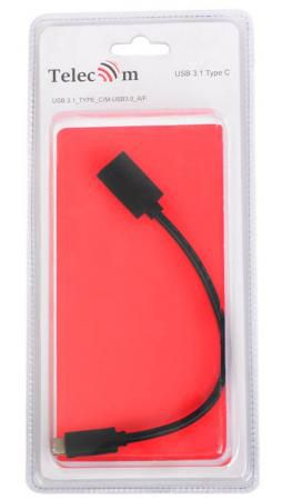 Кабель-адаптер USB 3.1 Type-Cm - USB 3.0 Af , OTG 1,5A , 5,0Gbps , 0,2m Telecom (TC409)
