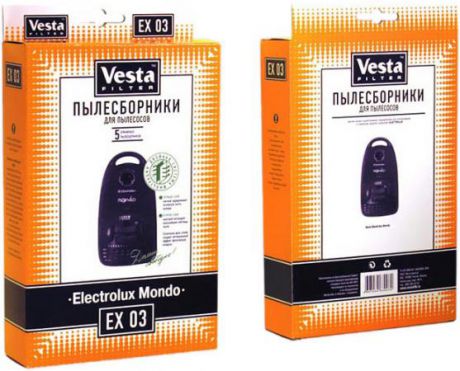 Бумажные пылесборники Vesta filter EX 03, для пылесосов(см описание), 5 шт в упаковке + фильтр
