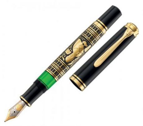 Ручка перьевая Pelikan Toledo M 900 (921387) черный серебро 925 пробы стерлинговое с позолотой M перо золото 18K с родиевым покрытием подар.кор.