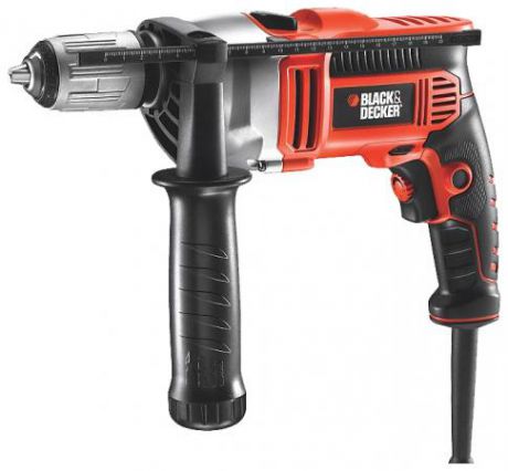 Дрель ударная BLACK & DECKER KR806K-QS 850Вт 13мм БЗП с блок.вала реверс мягк.рукоятка чемодан