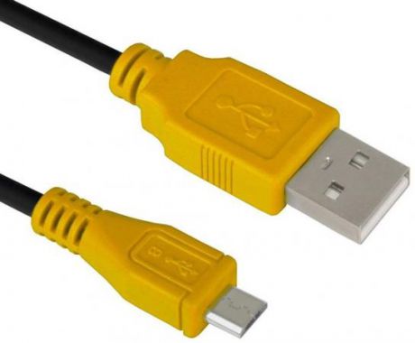 Кабель microUSB Green Connection GCR-UA3MCB1-BB2S-0.5m круглый черный/желтый