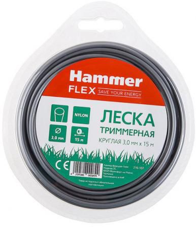 Леска триммерная Hammer Flex 216-107 3.0мм*15м круглый