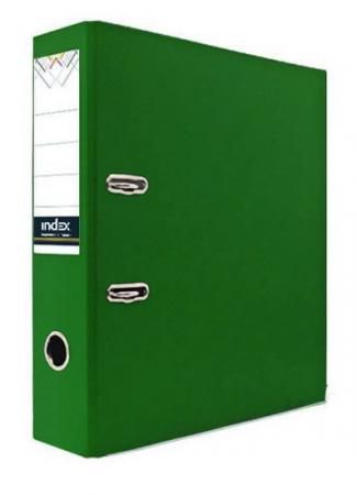 Папка-регистратор 80 мм, PVC, зеленая, с металлической окантовкой