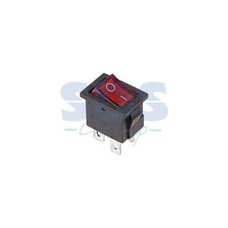 Выключатель клавишный 250V 6А (4с) ON-OFF красный с подсветкой Mini REXANT