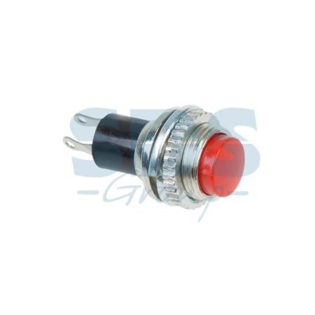 Выключатель-кнопка металл 220V 2А (2с) (ON)-OFF O10.2 красная Mini REXANT