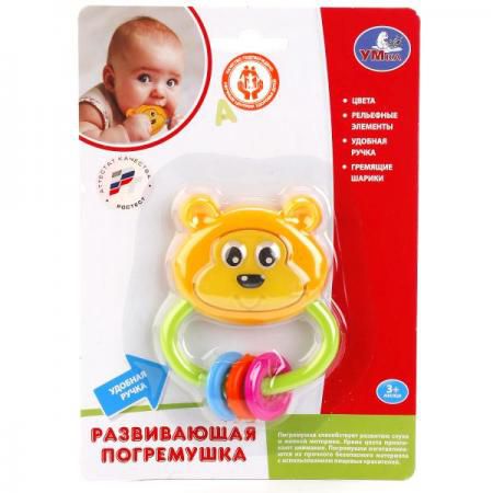 ПОГРЕМУШКА "УМКА" "МИШКА" НА БЛИСТЕРЕ (РУСС. УП.) 15*21СМ в кор.2*180шт