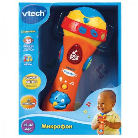 ИГРУШКА РАЗВИВАЮЩАЯ "VTECH" "МИКРОФОН" НА БАТ. РУССИФИЦ. СО СВЕТОМ В РУСС. КОР. в кор.6шт