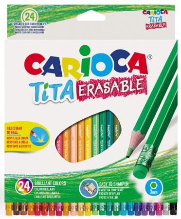 Набор цветных карандашей CARIOCA Tita Erasable 24 шт