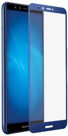 Закаленное стекло с цветной рамкой (fullscreen+fullglue) для Huawei Y9 (2018)/Y9 Prime (2018) DF hwColor-48 (blue)