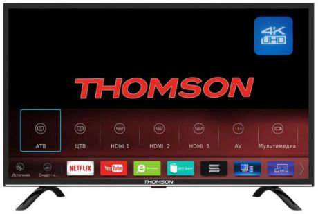 Телевизор LED 55" Thomson T55USL5210 Черный, UHD, 4K/ Smart TV/HDR/DVB-S2/T2/C/CI+ /Linux with Zeasn, PPI 1000
