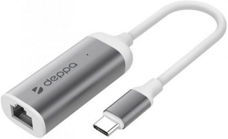 Адаптер Deppa USB Type-C - Gigabit Ethernet, графит, Deppa