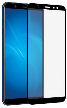 Закаленное стекло с цветной рамкой (fullscreen + fullglue) для Samsung Galaxy A6 Plus (2018) DF sColor-40 (black)