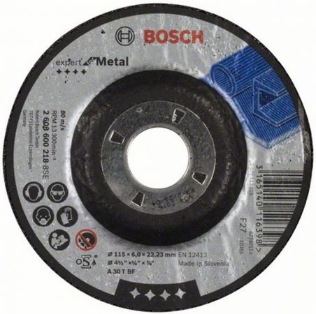 Круг зачистной BOSCH Expert for Metal 115x6x22 (2.608.600.218) 115 Х 6 Х 22, по металлу