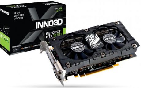 Видеокарта Inno3D Inno3D GeForce GTX 1070 Ti X2 V2 (1607Mhz / 8.0Gbps) / 8GB GDDR5 / 256-bit / Dual DVI + DP + HDMI / VA10C / GP104F8521