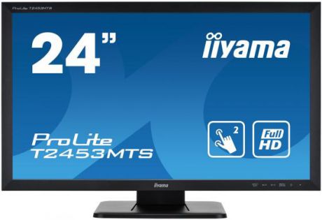 Монитор жидкокристаллический Iiyama Монитор LCD 23.6'' [16:9] 1920х1080(FHD) VA, nonGLARE, TOUCH, 250cd/m2, H178°/V178°, 3000:1, 12М:1, 4ms, VGA, DVI, HDMI, Tilt, Speakers, 3Y, Black