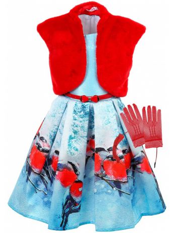 Selina Style ободком, ремешком и перчатками (голубое)