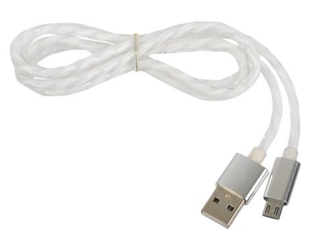 USB кабель "LP" Micro USB витая пара с металлическими разъемами 1 м. (белый/европакет) 0L-00030549