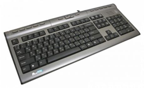Клавиатура A4Tech KLS-7MUU Slim черный/серый Multimedia USB, A-Shape аудио разъемы USB HUB2.0
