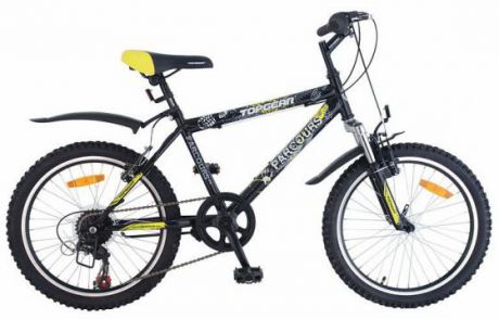 Велосипед горный Top Gear Parcours 210 диаметр колес: 20", размер рамы: 14", 6 скоростей, черный/желтый, ВН20063