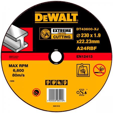 Круг отрезной DeWALT DT43600-XJ для УШМ 230х22.2х1.6мм EXTREME тип 1 плоский по металлу