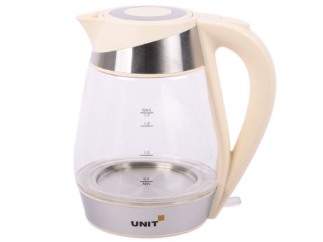 Чайник электрический UNIT UEK-274, стекло, 1.7л., 2000Вт. (Бежевый)