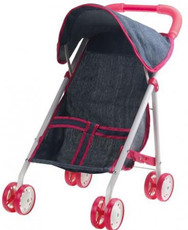1toy коляска прогулочная с капюшоном для куклы "Красотка-Джинс",метал.рама,собр.40*25*43см,пакет 67*