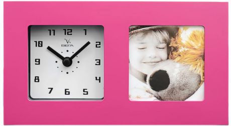 Часы-фоторамка маленькие Вега 6409 розовые 19.7x3.8х11.1 см