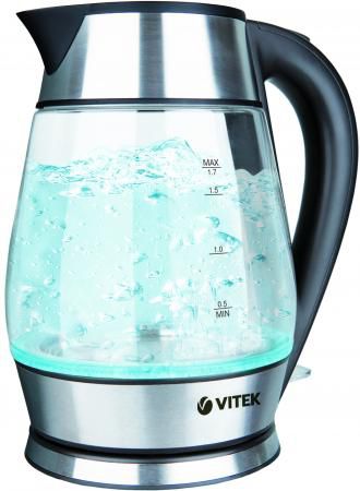 Чайник Vitek VT-7037 TR серебристый 2200 Вт, 1.7 л, стекло