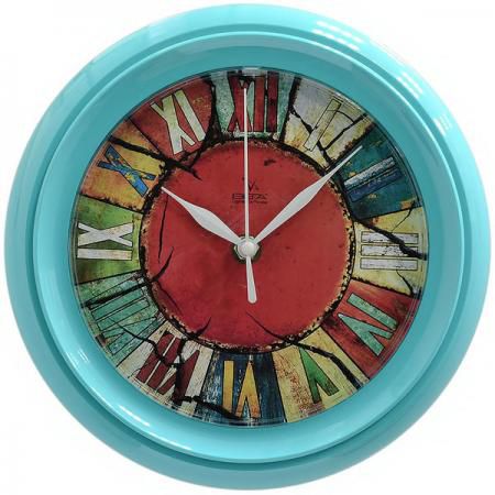 Часы настенные Вега Калейдоскоп П6-16-27 бирюзовый рисунок разноцветный