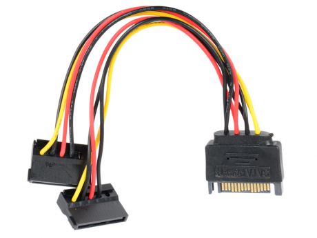 Переходник питания SATA 15pin (M) -) 2 x SATA 15pin (F), угловые разъемы ORIENT C574