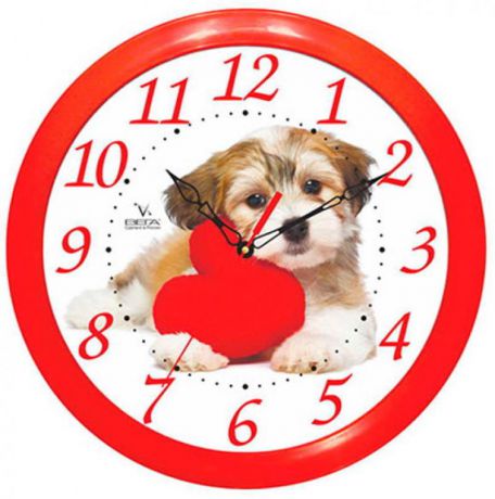 Часы настенные Вега Собака и Красное Сердце П 1-1/7-217