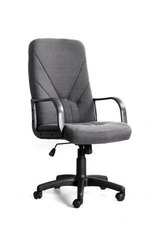 Кресло Recardo Leader Серый ткань, 120кг, высота спинки 650мм, подлокоткии пластик