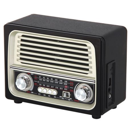 Радиоприемник MAX MR-370 Black/Gold AM/FM/SW Трехполосный радиоприемник, Разъемы USB/TF, Bluetooth, Выход. мощность 5W