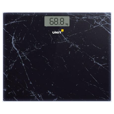 Весы напольные электронные UNIT UBS-2058, стекло, 180кг. / 50гр. Широкая платформа - 35см. Цвет: Чёрный Мрамор