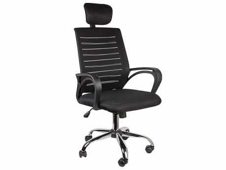 Кресло офисное COLLEGE XH-6126A Черный,капроновая сетка,120кг,хромированная крестовина,твердые подлокотники, высота спинки 69см (ШxГxВ)см 61x59x128