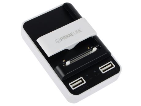 Сетевое зарядное устройство Prime Line 2313, 1A, 2 USB, белый/черный