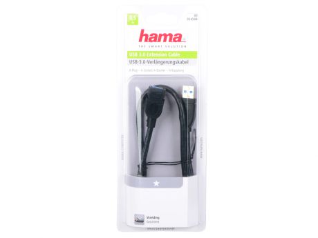 Кабель удлинительный USB 3.0 AM-AF 0.5м Hama H-54504 экранированный черный
