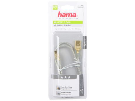 Кабель Hama H-39744 USB2.0 A - mini B 0.75м прозрачный