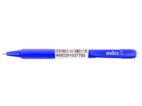 Шариковая ручка автоматическая Index непрозрачный корпус с трехгранным держателем, 0,5 мм, синяя