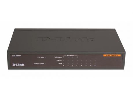 Коммутатор D-LINK DES-1008P управляемый 8х10/100Mbps